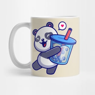 Cute Panda Holding Boba Milk Tea Drink Cartoon Mug